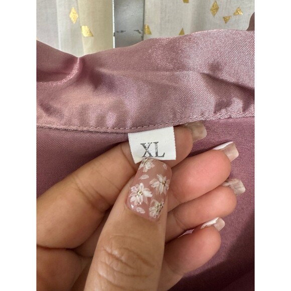 Unbranded Mauve Pink Button Down Pull On Shorts Satin Pajamas PJ Set XL - Picture 3 of 11